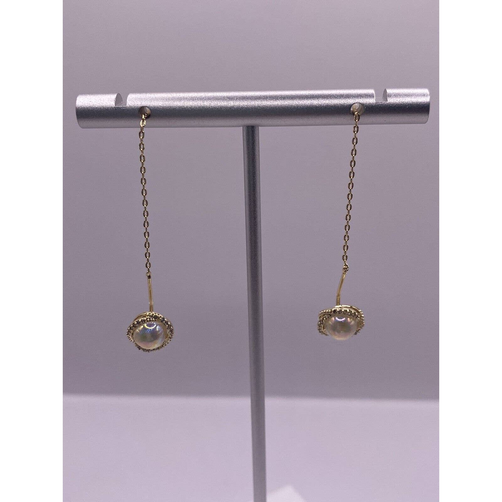 Gold Plated Sterling Silver Faux Pearl Earrings